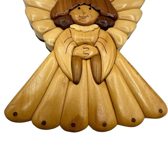 James Knight Handcrafted Wooden Angel Wall Art 2010 Decor Art Brown Tan - Picture 8 of 12